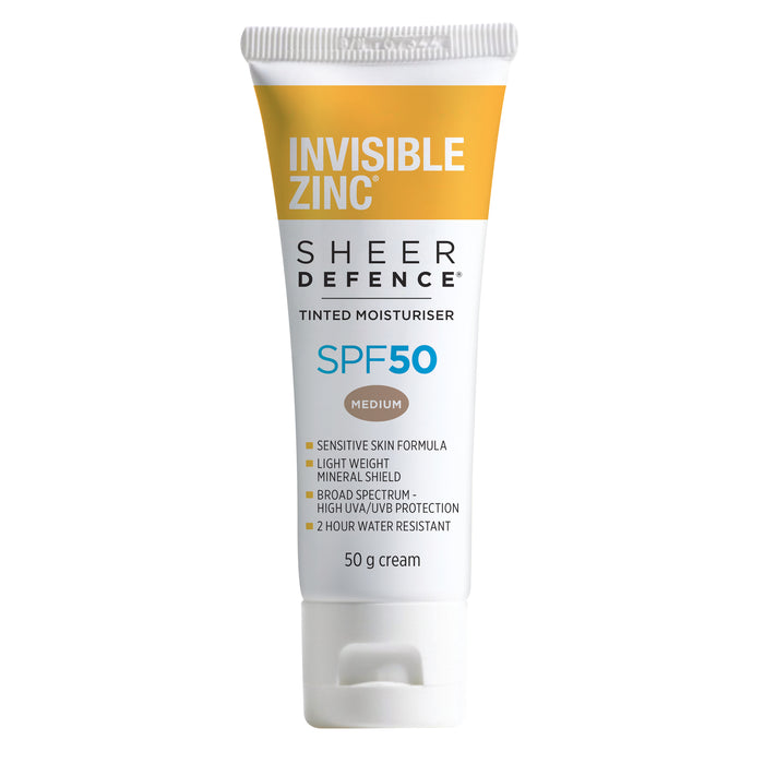 Invisible Zinc Sheer Defence Tinted Moisturiser Medium 50g.