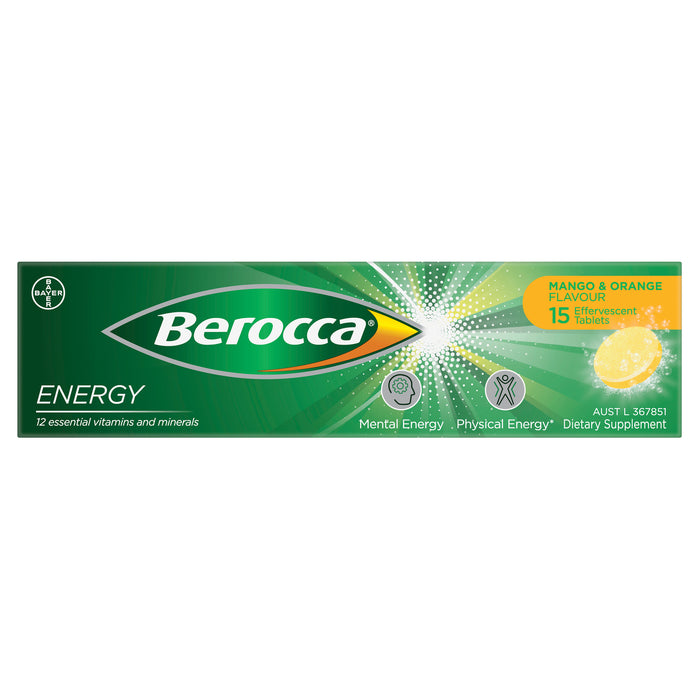 Berocca Energy Mango And Orange Effervescent Tablets 15