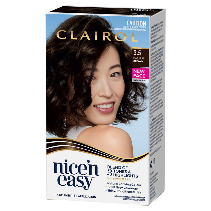 Clairol Nice N Easy 3.5 Darkest Brown.