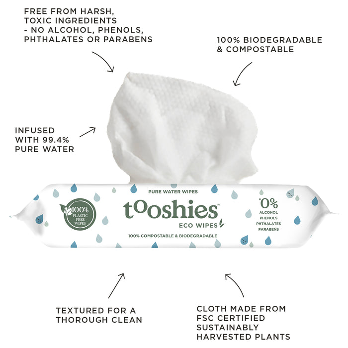 Tooshies Baby Wipes Pure Water 70 Pack