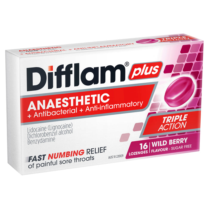 Difflam Plus Sore Throat Lozenge Plus Anaesthetic Berry 16