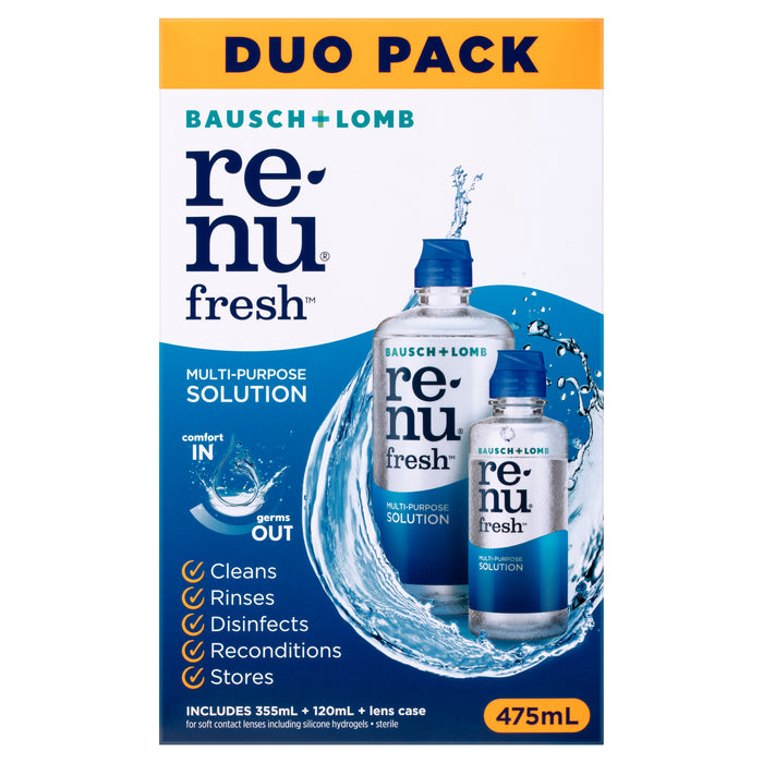 ReNu Fresh Multi-Purpose Solution Duo Pack 355mL +120mL + Lens case