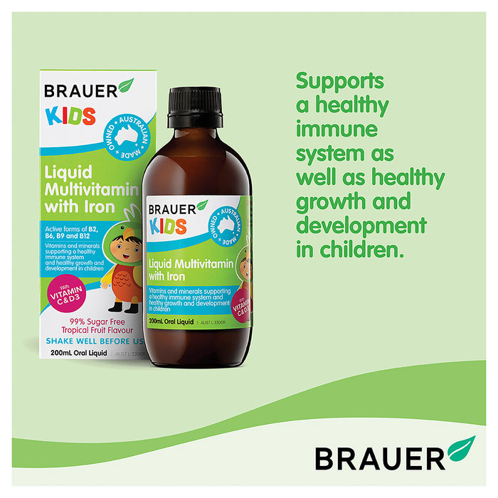 Brauer Kids Liquid Multivamin with Iron 200ml