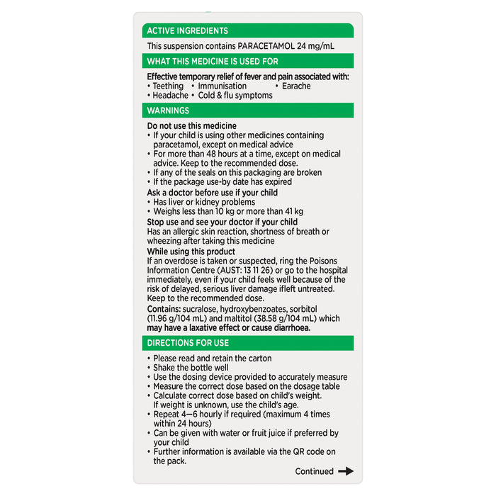 Panadol Children's 1-5 Years Strawberry 100ml