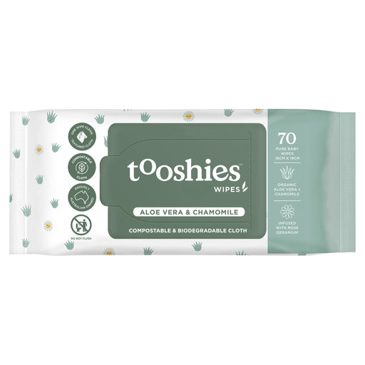Tooshies Baby Wipes Aloe Vera & Chamomile 70 Pack.