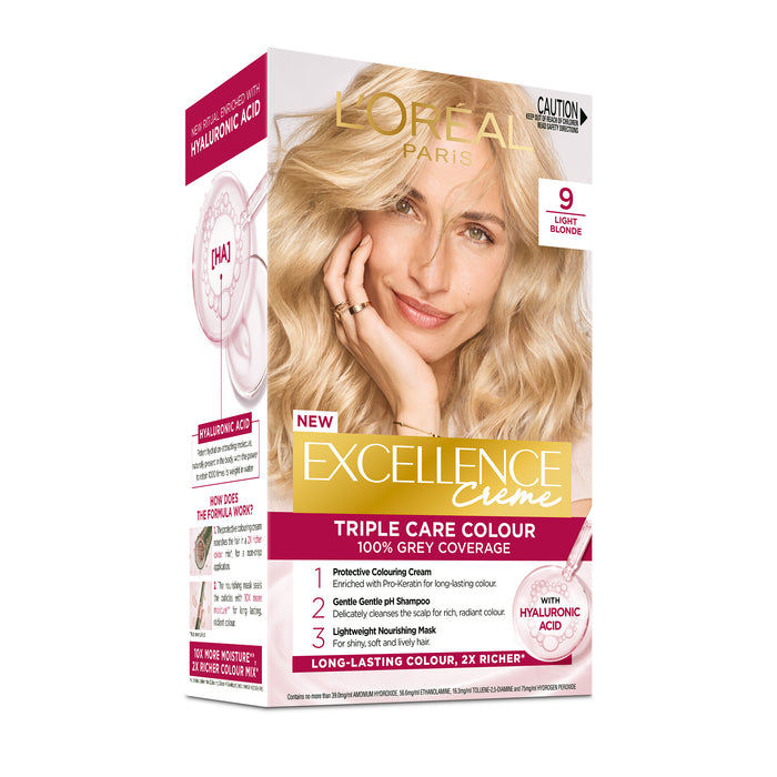 L'Oreal Excellence 9 Light Blonde.