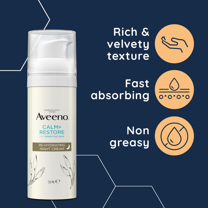 Aveeno Calm+Resore For Sensitive Skin Night Cream 50ml