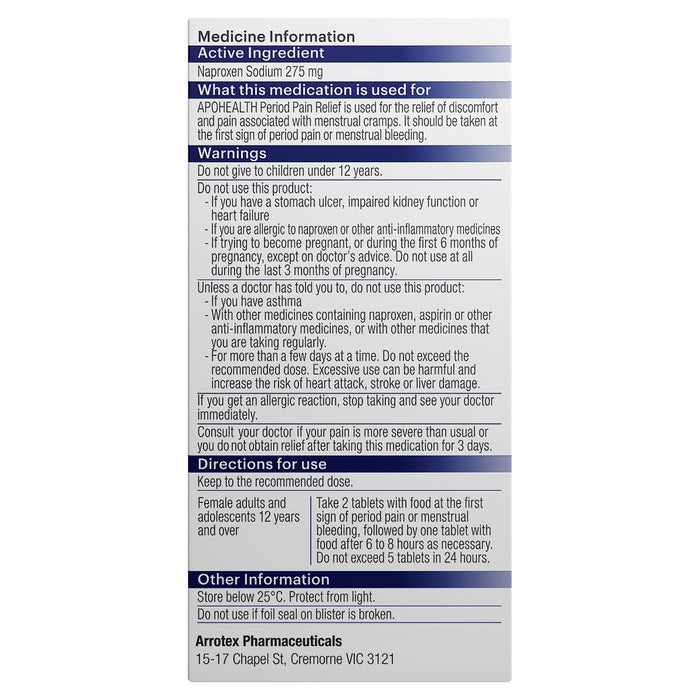 APO Period Pain Relief 24 Tablets