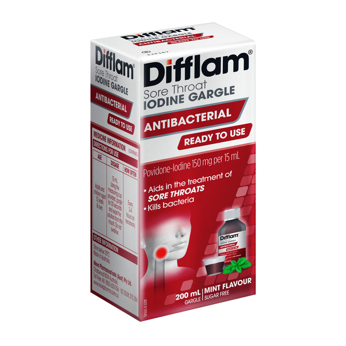 Difflam Sore Throat Ready to Use Gargle with Iodine 200mL