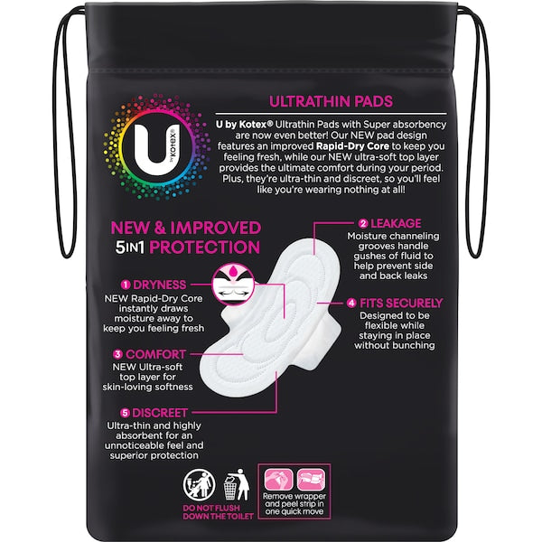 U By Kotex Ultrathins Pads Super Wings 12