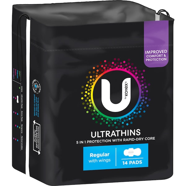 U By Kotex Ultrathins Pads Regular Wings 14