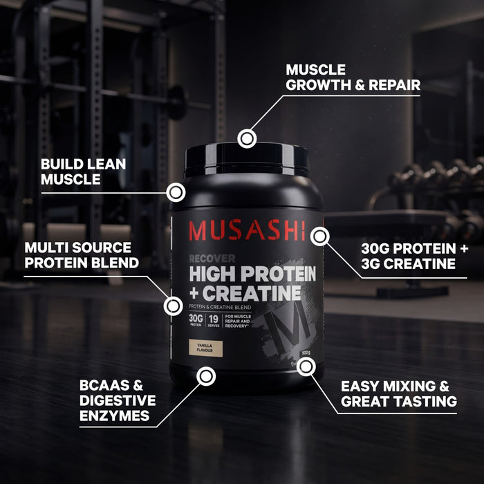 Musashi High Protein + Creatine Vanilla 900g
