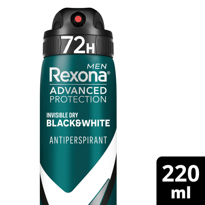 Rexona Men Antiperspirant Deodorant Aerosol Invisible Black & White 220ml