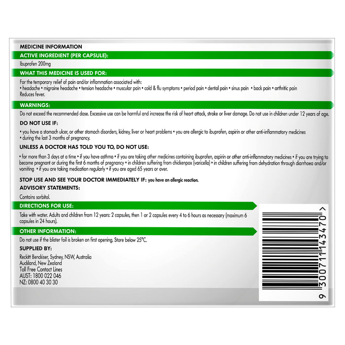 Nurofen Zavance Liquid Capsules 80.