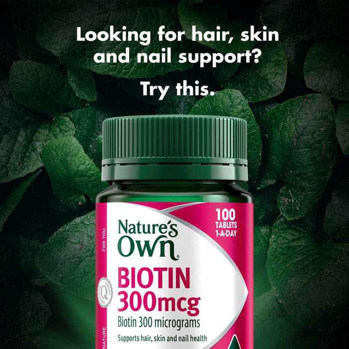 Nature's Own Biotin 300mcg 100 Tablets.