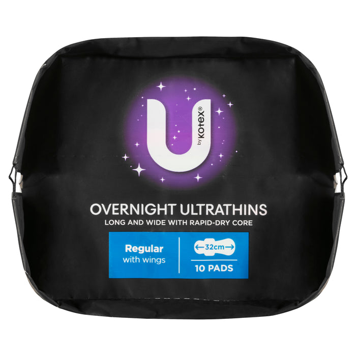 U By Kotex Ultrathins Overnight Pads Wings 10