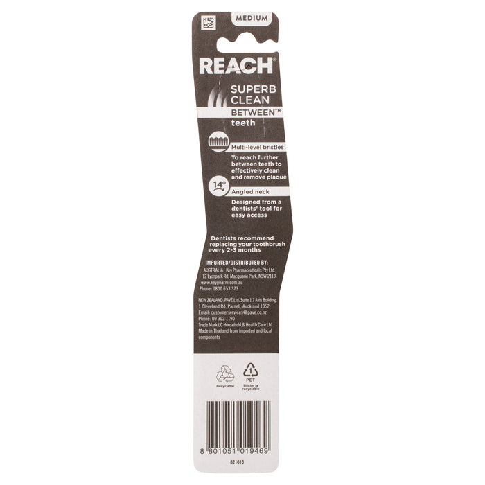 Reach Toothbrush Between Medium.