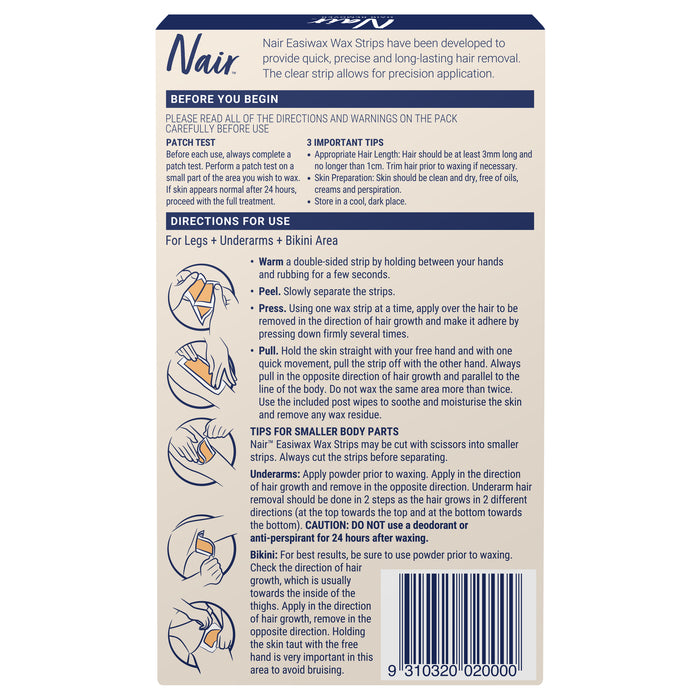 Nair Easiwax Large Wax Strips 20.