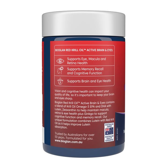 Bioglan Active Red Krill Oil Brain + Eyes 60 Capsules