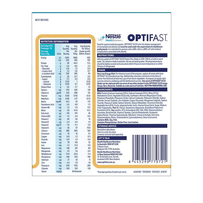 Optifast VLCD ProteinPlus Vanilla Shake 63g 10 Pack.