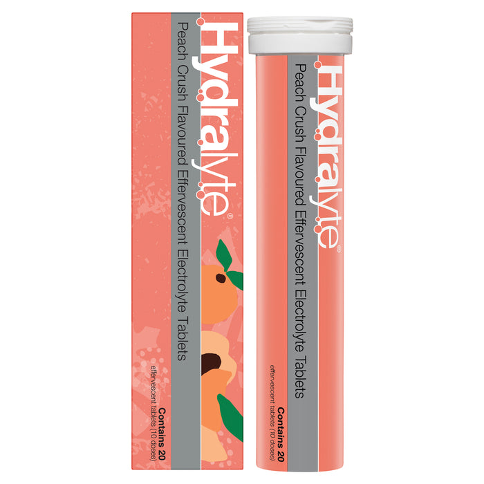 Hydralyte Effervescent Tablets Peach Crush 20