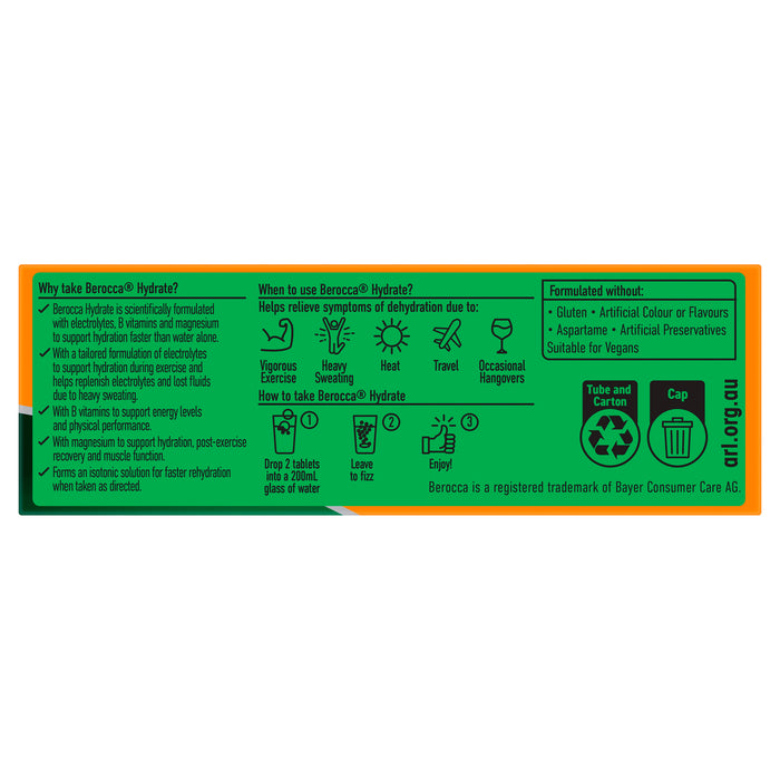 Berocca Hydrate Orange Effervescent Tablets 20