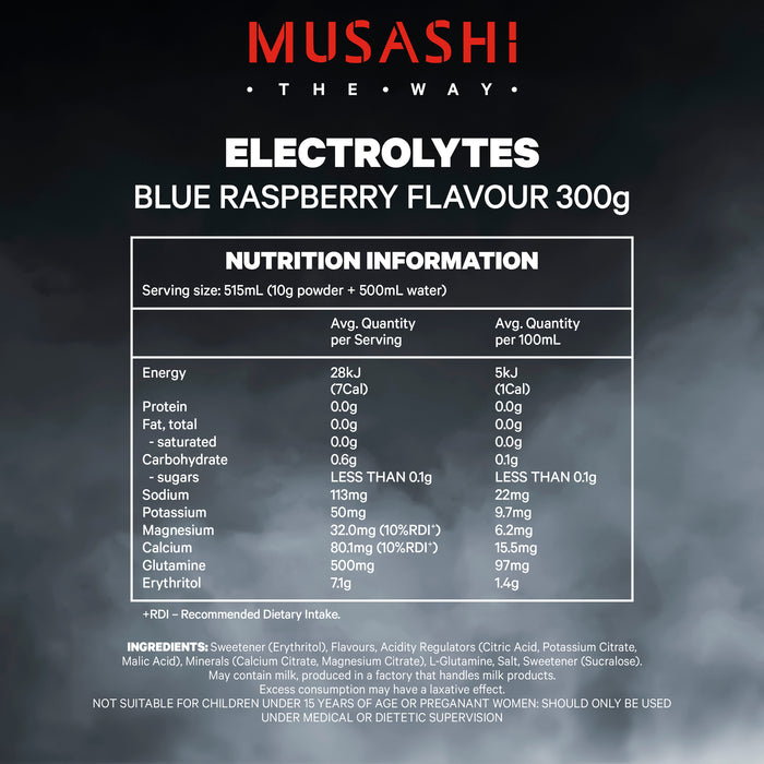 Musashi Electrolytes Blue Raspberry 300g