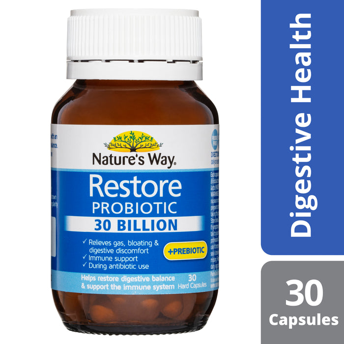Nature's Way Restore Probiotic 30 Billion 30 Capsules.