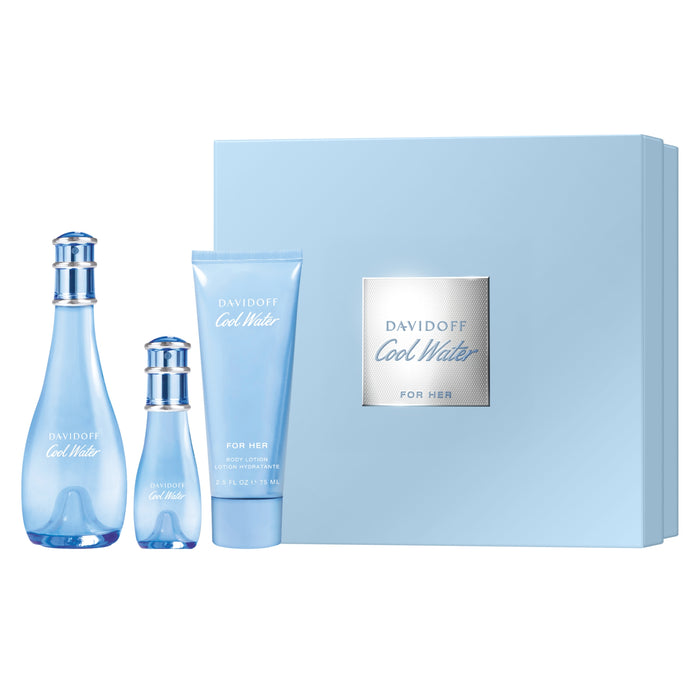 Davidoff Cool Water For Her EDT 100ml+ EDT 15ml & Lotion 75ml Gift Set