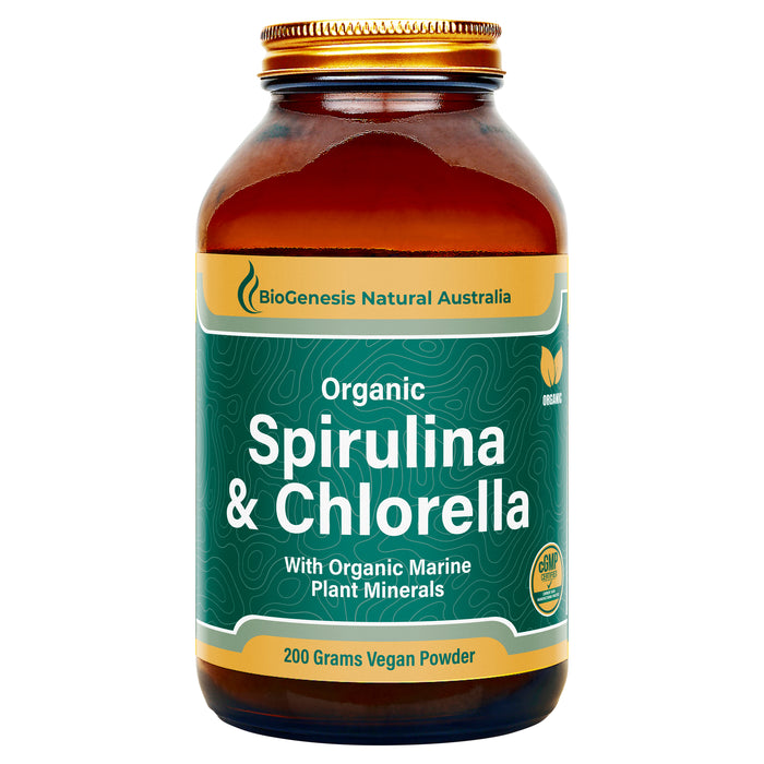 BioGenesis Australian Organic Spirulina + Chlorella + Marine Minerals Powder 200g