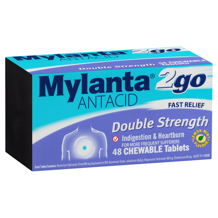 Mylanta 2 Go Double Strength Chew Tablets 48.