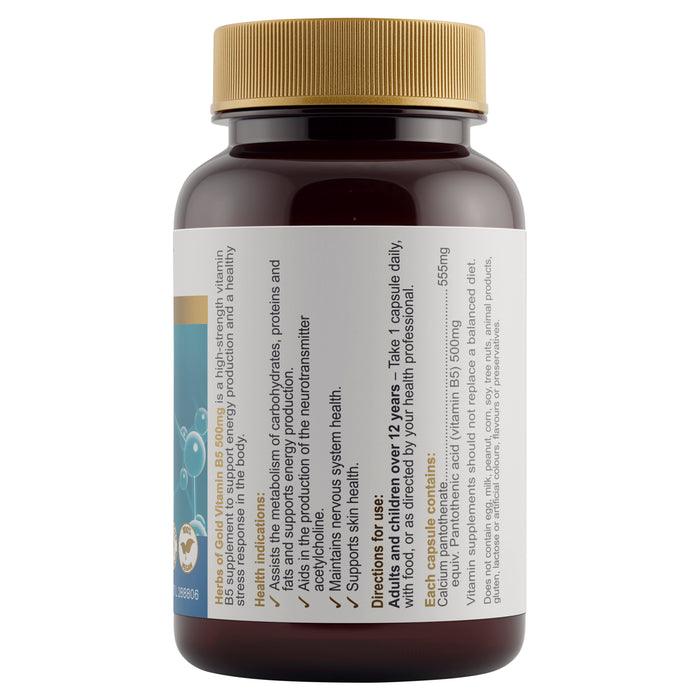 Herbs Of Gold Vitamin B5 500mg 60 Capsules