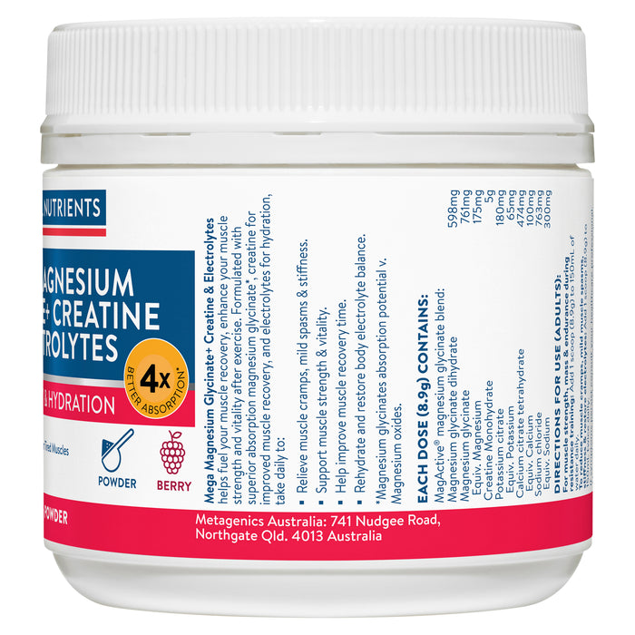 Ethical Nutrients Mega Magnesium Glycinate + Creatine & Electrolytes Powder 250g