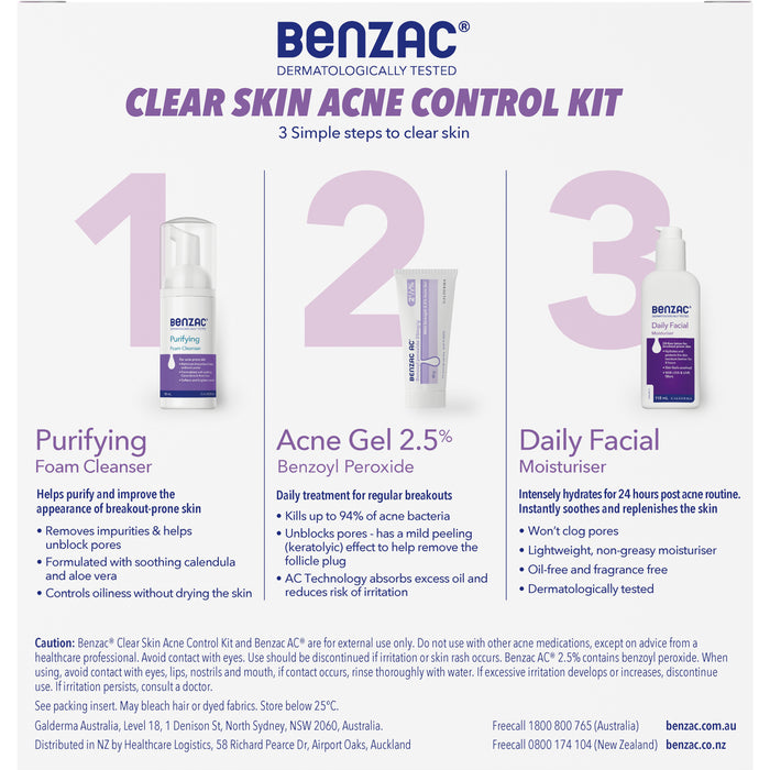 Benzac Clear Skin Acne Kit.