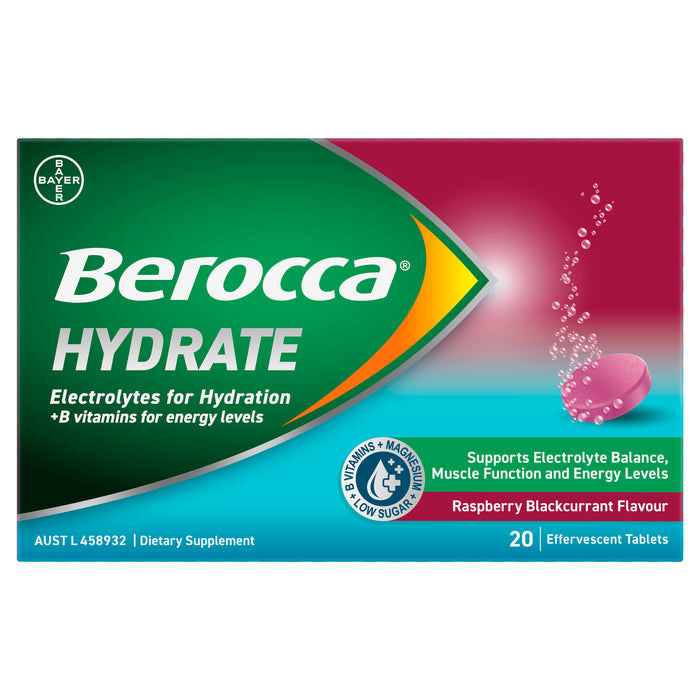 Berocca Hydrate Blackcurrant Effervescent Tablets 20