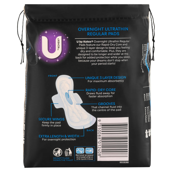 U By Kotex Ultrathins Overnight Pads Wings 10