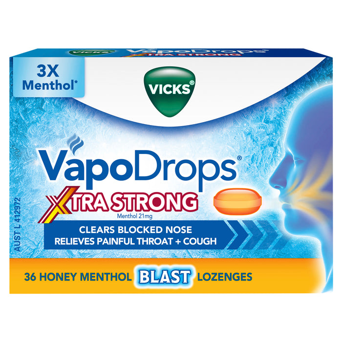 Vicks VapoDrops + Cough Extra Strong Honey Menthol 36.
