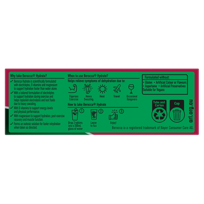 Berocca Hydrate Blackcurrant Effervescent Tablets 20