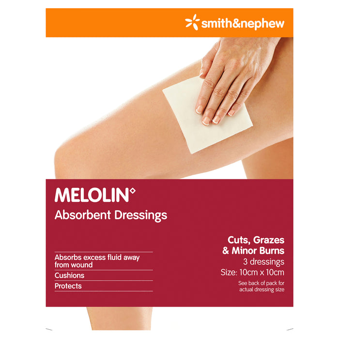Melolin Low Adherent Dressings 10cm x 10cm 3 Pack.