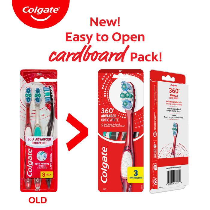 Colgate Toothbrush Optic White 360 Soft 3Pack