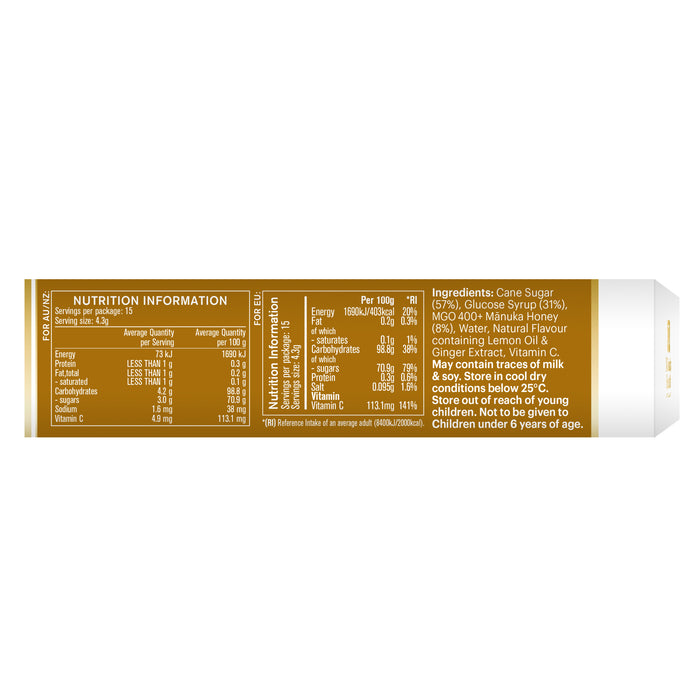 Manuka Health Manuka Honey Drops With Ginger & Lemon 65g 15 Drops
