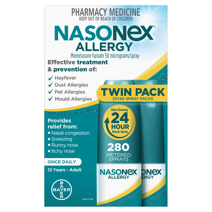 Nasonex Allergy  50mcg Twin 2x140 Dose.