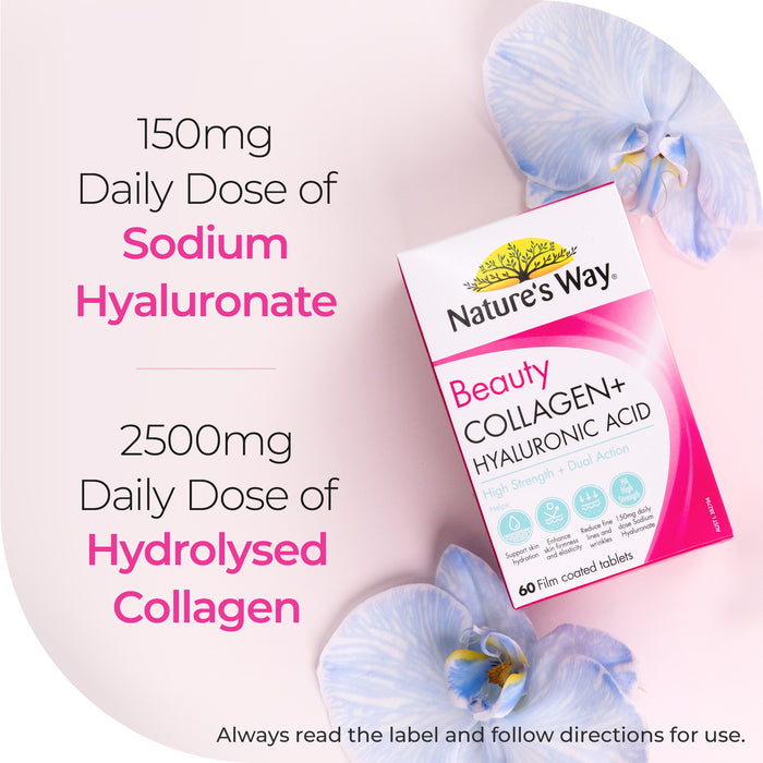 Nature's Way Beauty Collagen + Hyaluronic 60 Tablets.