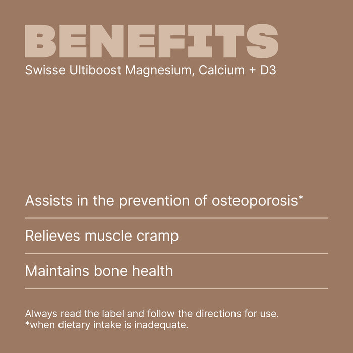 Swisse Ultiboost Magnesium Calcium + Vitamin D3 180 Tablets