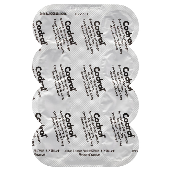 Codral Sore Throat Lozenges Lime & Lemon 16