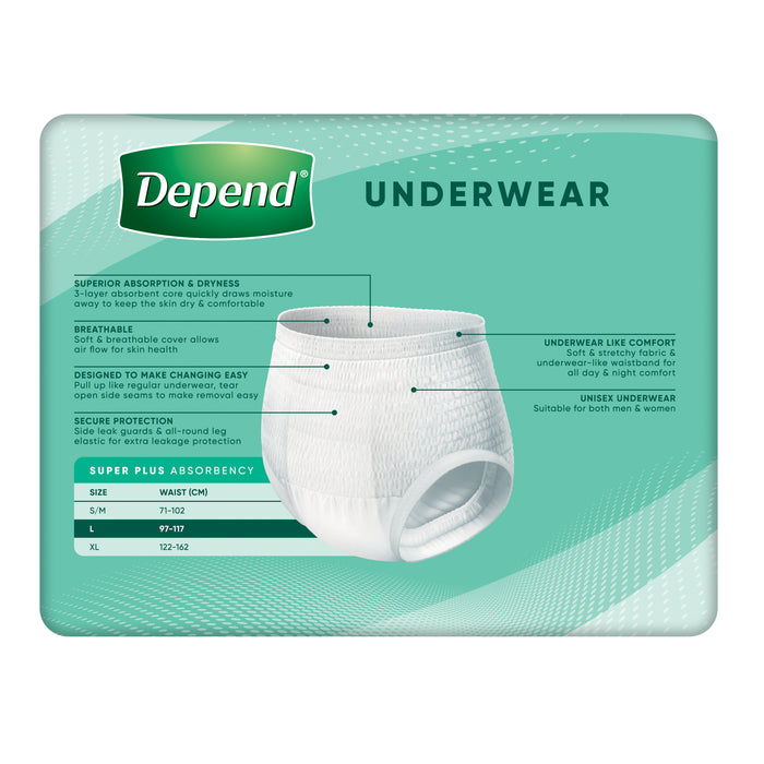 Depend Adult Underwear Super Plus Large 9 Pack