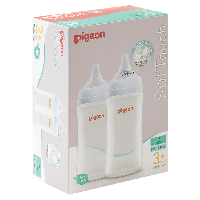 Pigeon Softouch Bottle PP Twin Pack 3 months plus 240ml.