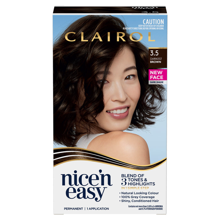Clairol Nice N Easy 3.5 Darkest Brown.