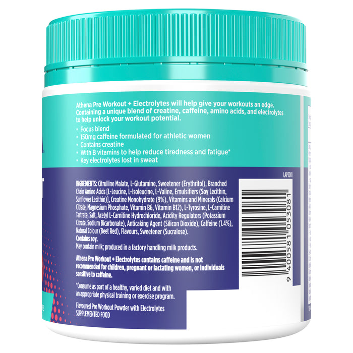 Athena Pre Work Out + Electrolytes 275g Watermelon Short Dated