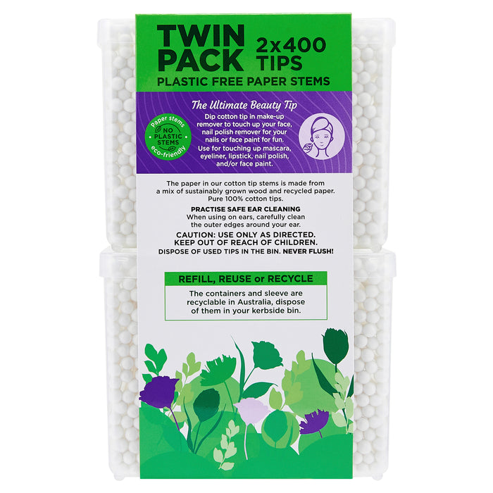 Swisspers Cotton Tips Paper Twin Pack 2x400 Tips